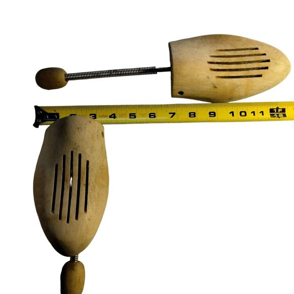 Vintage Wooden Shoe Tree Stretcher Adjustable Spring Handle Mens Large Germany - Picture 5 of 6
